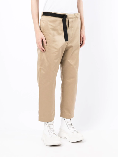 Shop Oamc Cropped Straight-cut Chinos In Brown