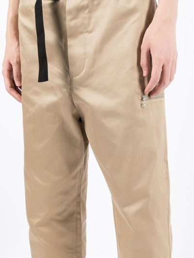 露踝直筒卡其裤