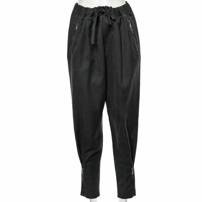 Pre-owned Bottega Veneta Black Cotton Twill Zip Detail Trousers L