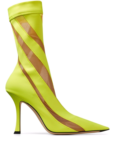Shop Jimmy Choo X Mugler Mesh Panelled Ankle Boots In Yellow