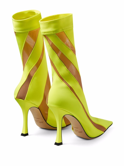 Shop Jimmy Choo X Mugler Mesh Panelled Ankle Boots In Yellow