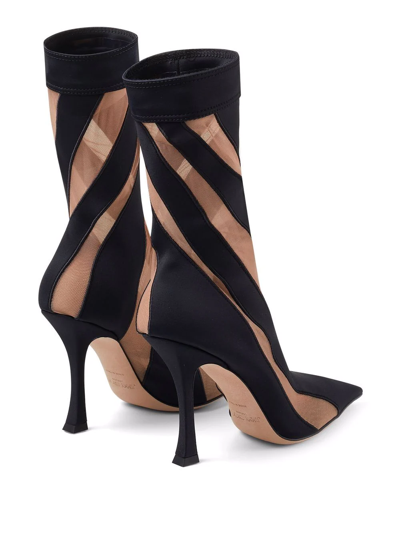 Jimmy Choo + Mugler 100 Two-tone Jersey And Mesh Sock Boots In Black |  ModeSens