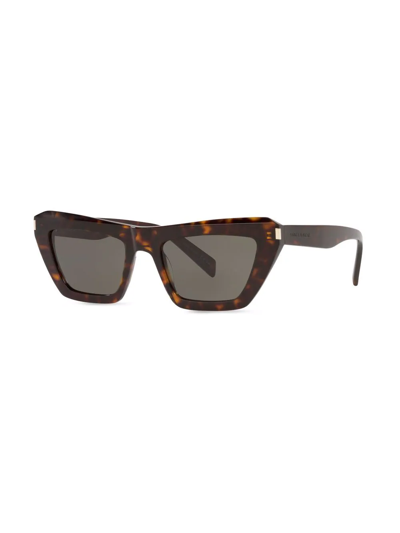 Shop Saint Laurent Tortoiseshell Cat-eye Sunglasses In Brown