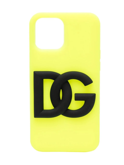 Shop Dolce & Gabbana Logo-embossed Iphone 12 Pro Max Phone Case In Yellow