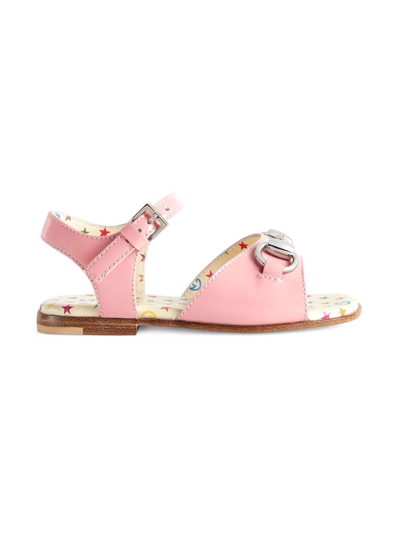 Gucci Girls Pink Patent Leather Sandals In Pink