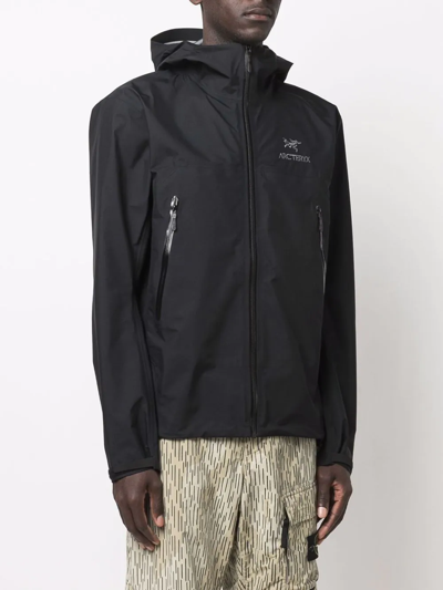 Shop Arc'teryx Embroidered-logo Hooded Jacket In Black