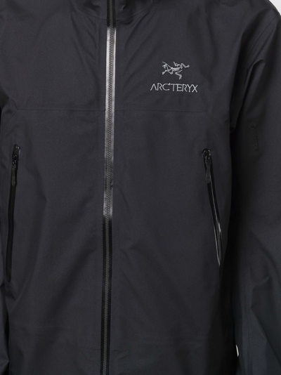 Shop Arc'teryx Embroidered-logo Hooded Jacket In Black