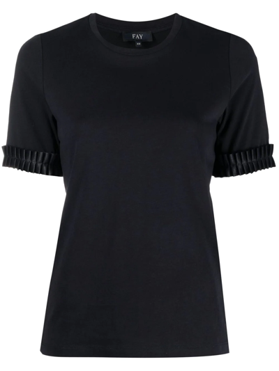 Shop Fay Pleated-sleeve T-shirt In Blue