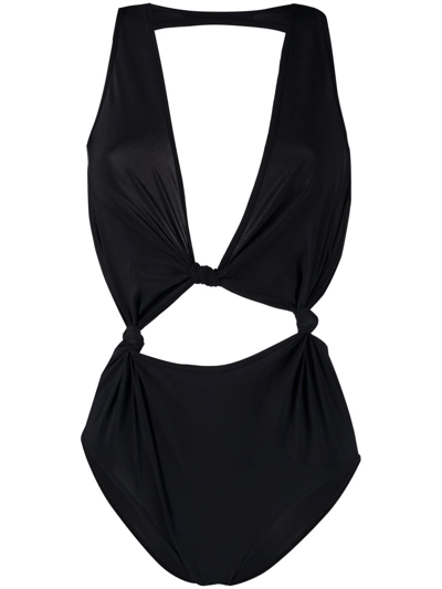Shop Rick Owens Glory Knotted Swimsuit In Black