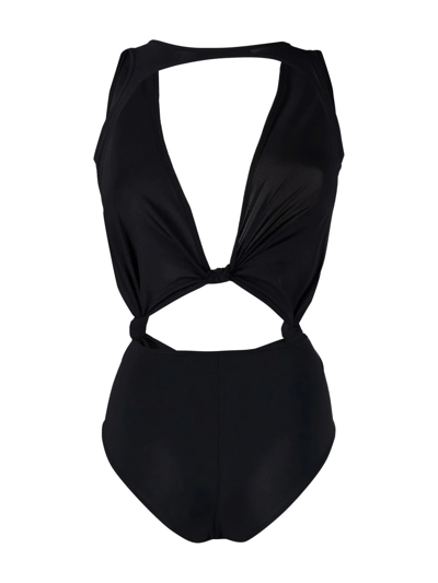 Shop Rick Owens Glory Knotted Swimsuit In Black