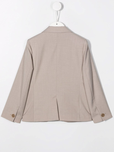 Shop Paolo Pecora Fitted Single-breasted Blazer In Neutrals