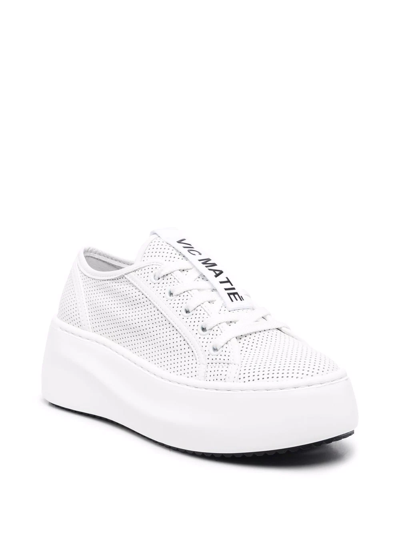 Shop Vic Matie Embossed-logo Leather Sneakers In White