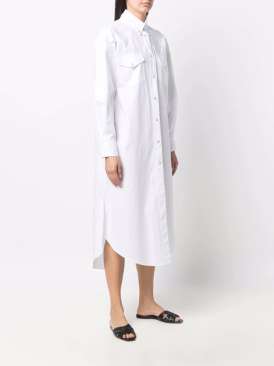 Shop Alexandre Vauthier Western Poplin Midi Shirt Dress In White