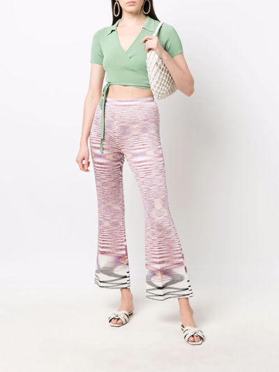 Shop Missoni Flared Knitted Trousers In Pink