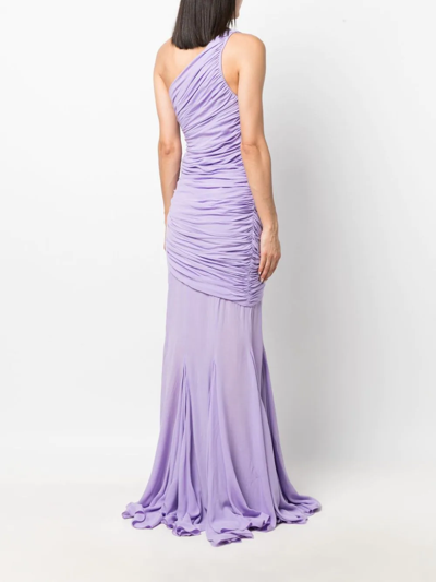 Shop Giuseppe Di Morabito One-shoulder Ruched Dress In Purple