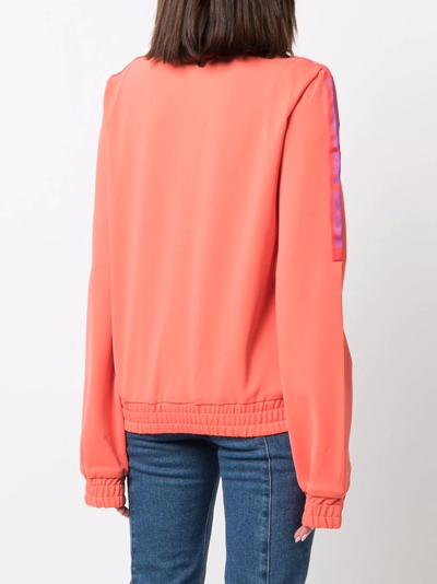 Shop Off-white Logo-embroidered Zip-fastening Sweatshirt In Orange