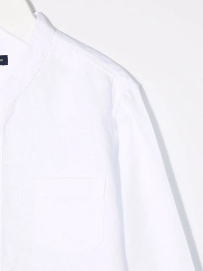 Shop Il Gufo Band-collar Long-sleeve Shirt In White