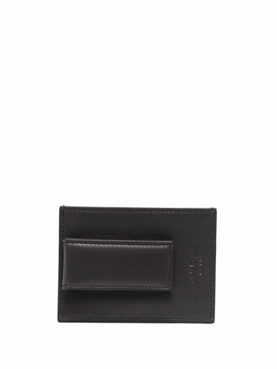 Shop Ferragamo Gancini-plaque Leather Card Holder In Black