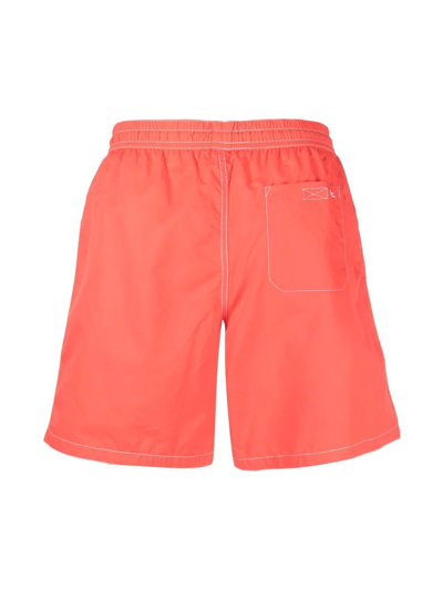 Apc Logo-embroidered Swimming Shorts In Orange