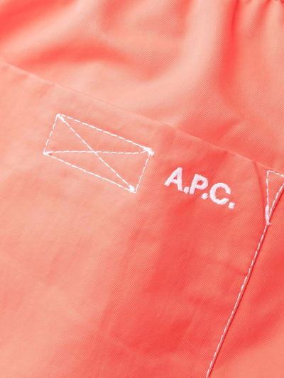 Apc Logo-embroidered Swimming Shorts In Orange