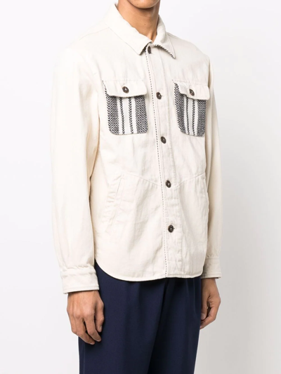 Shop Fay Contrast-pocket Fitted Jacket In Neutrals