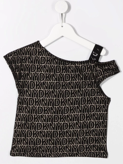 Shop Dkny Logo Asymmetric Top In Black