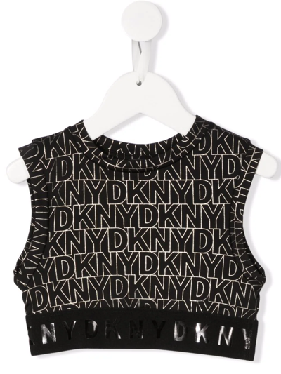 Shop Dkny Logo Print Sports Bra Top In Black