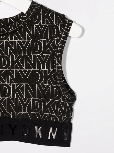 Shop Dkny Logo Print Sports Bra Top In Black
