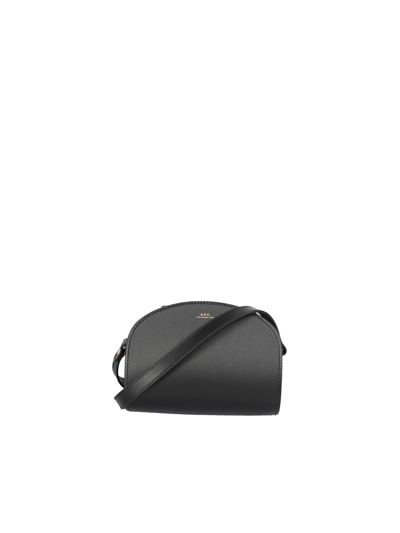 Shop Apc Demi Lune Mini Leather Bag In Black