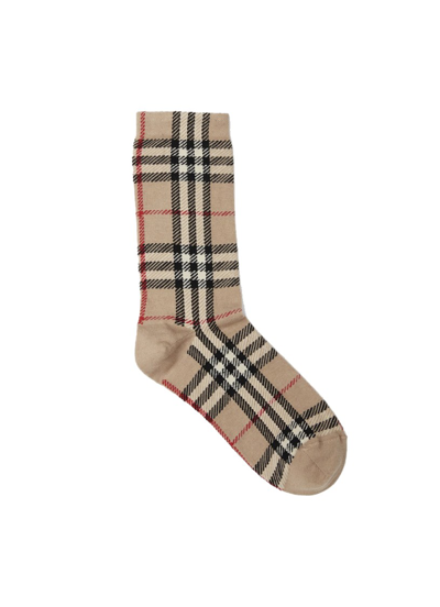Shop Burberry Vintage Check Intarsia Socks In Brown