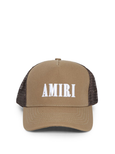 Shop Amiri Core Logo Trucker Hat In Brown