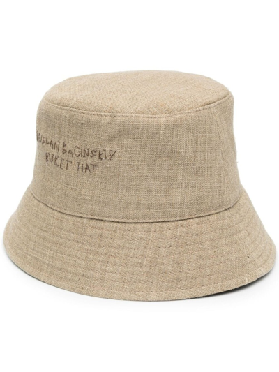 Shop Ruslan Baginskiy Embroidered-logo Bucket Hat In Brown