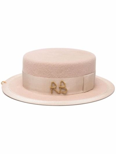 Shop Ruslan Baginskiy Embroidered-logo Boater Hat In Neutrals