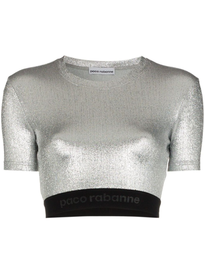 Shop Paco Rabanne Silver Viscose Top