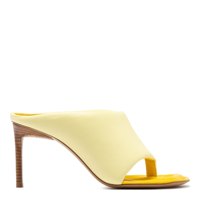 Shop Jacquemus Light Yellow Leather Mules