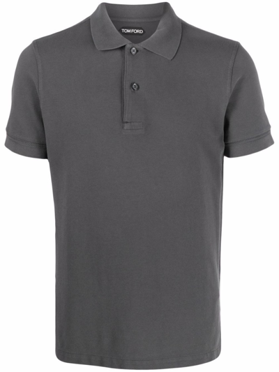 Shop Tom Ford Grey Cotton Polo Shirt