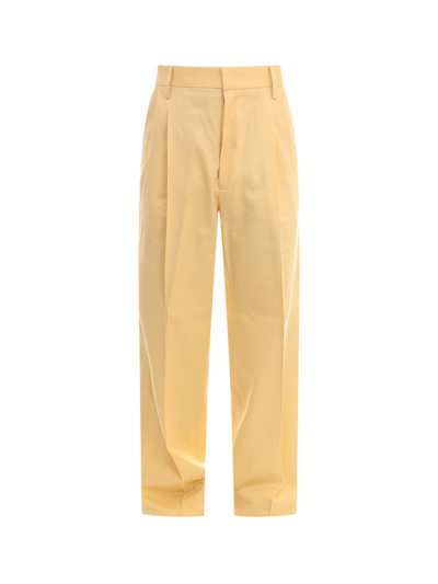 Shop Gucci Cotton And Viscose Trouser In Yellow