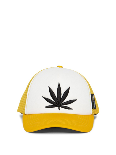 Shop Palm Angels X Leaf Cap White In Yellow