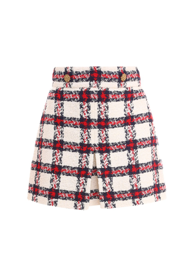 Shop Gucci Tweed Skirt In White