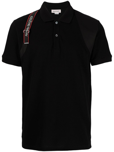 Shop Alexander Mcqueen Logo Tape Polo Shirt In Black