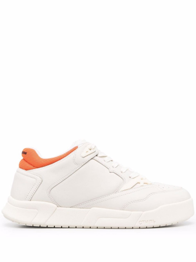 Shop Heron Preston Lace-up Leather Sneakers Off White