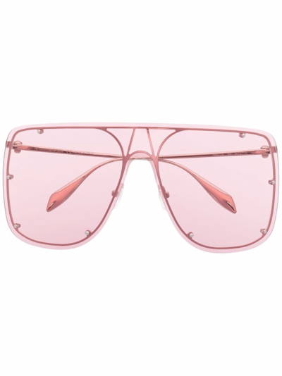 Shop Alexander Mcqueen Pink Oversize-frame Glasses