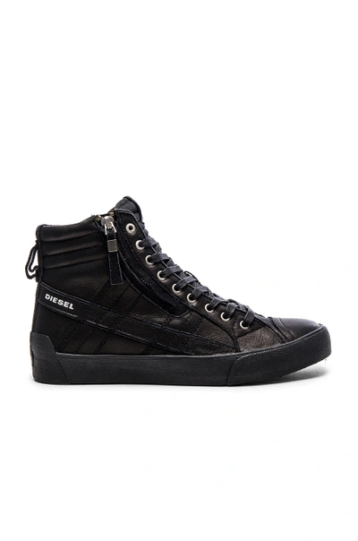 Diesel D-velows D-string Plus Leather High Top Sneakers In Black | ModeSens