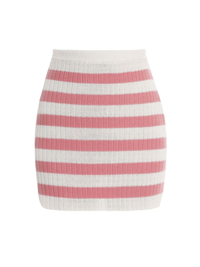 Shop Balmain X Barbie Short Striped Knitted Skirt In Pink