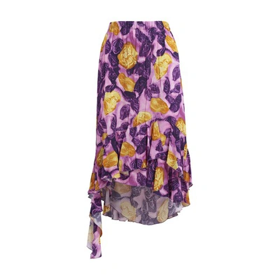 Shop Marni Morning Blossom Print Pencil Skirt In Crocus