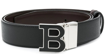 Shop Bally Mens Black Logo Buckle Belt
