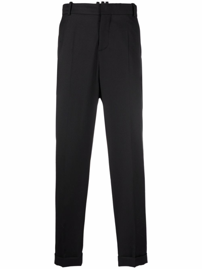 Shop Balmain Straight Cropped Trousers In Black