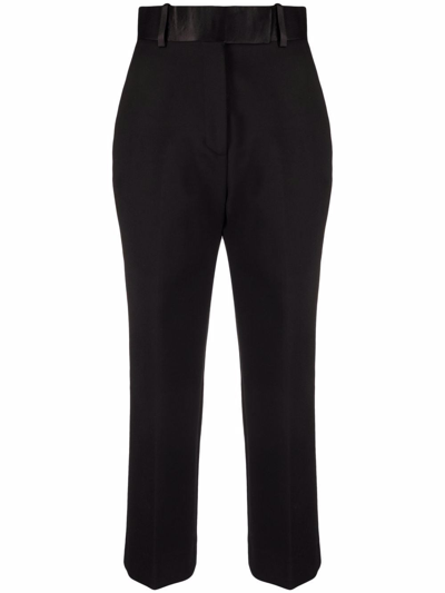 Shop Khaite Straight Cropped Trousers In Black