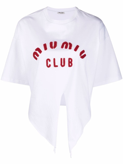 Miu Miu Logo T-shirt In White | ModeSens