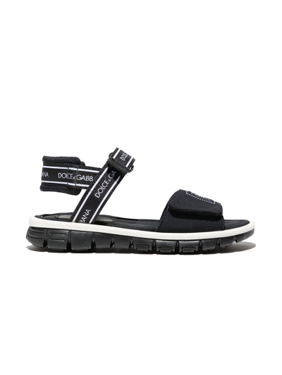 Dolce Gabbana Kids Technical Fabric Sandals With Dg Logo In